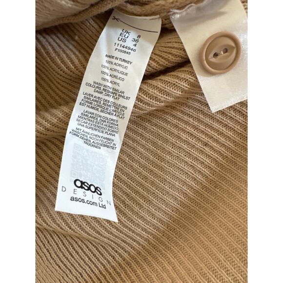 ASOS Design Neutral Ribbed Button Front Cardigan – Size Small (US 4) - Picture 4 of 7